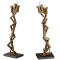Intricate Handcrafted Wooden Sculpture Carving Featuring Geometric Interlaced Modern Art Structure Design