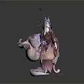 Elegant Woman In Traditional Purple Pink Outfit With Flowing Dress And Ornamental Hairpin