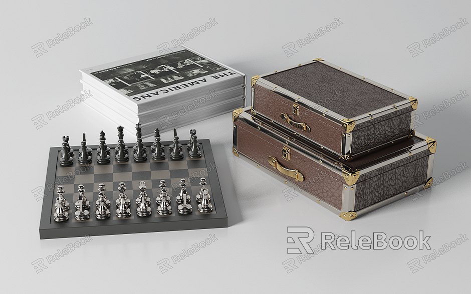 Modern Box Chessboard Leather Box Book Combination model