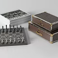 Modern Box Chessboard Leather Box Book Combination 3d model