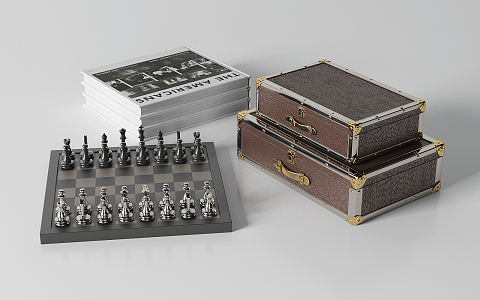 Modern Box Chessboard Leather Box Book Combination 3d model