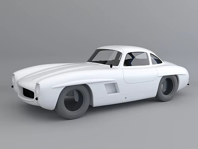 White Vintage Sports Car With Streamlined Body And Two Door Classic Design 3d model