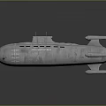 Silver Streamlined Submarine Water Vehicle 3D Model With Periscope And Propellers 3d model
