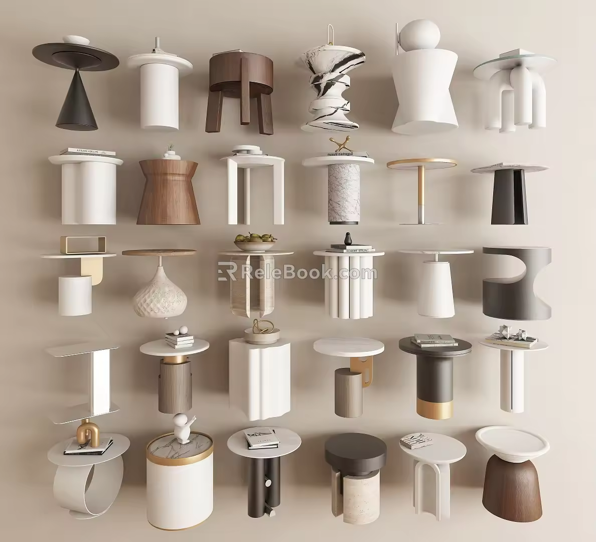 Stone Side Table Glass Side Table Marble Side Table Square Side Table Wood Side Table Corner Table Small Coffee Table Round Table Bedside Table Mobile Side Table Round Coffee Table 3d model
