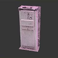 Weathered Exterior Utility Box With Stickers Small Compartment And Concrete Base