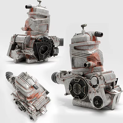 Vintage Metal Engine With Worn Mechanical Parts And Industrial Design Elements 3d model Vintage Metal Engine With Worn Mechanical Parts And Industrial Design Elements 3d model