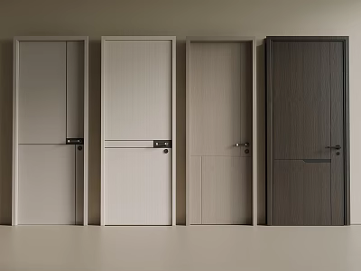 Modern Interior Hinged Doors With Various Wooden Finishes And Color Options 3d model