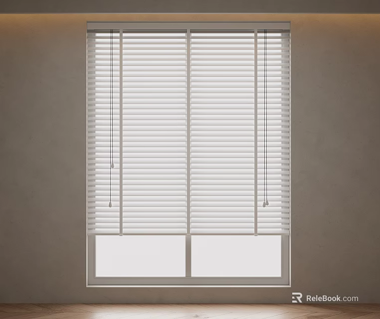 Simple White Horizontal Window Blinds in Modern Interior Design for Home Decoration 3d model 