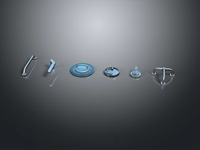 Various Metal Cabinet Handles with Modern Design for Furniture Doors and Drawers 3d model