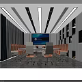 Modern Large Conference Table With Comfortable Orange Office Chairs For Bright Spacious Corporate Meeting Room