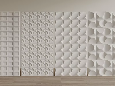 Modern White Decorative Wall Panels With Various Geometric Patterns And Textures 3d model