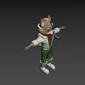 Cartoon Game Character With White Coat Green Pants And Outstretched Arms