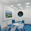 Modern Exhibition Booth With White Exterior Glass Walls Interior Tables Chairs And Decor