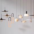 Modern Pendant Lights With Various Contemporary Designs And Metal Frames On 3d model