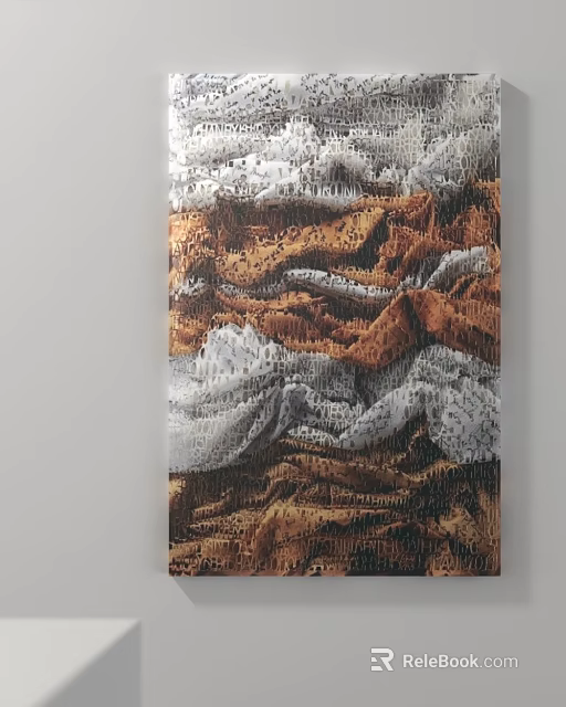 Abstract Brown And White Textured Artwork With Ruffled Fabric Like Patterns 3d model