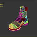 High Top Work Boots With Brown Upper Yellow Laces And Gray White Sole