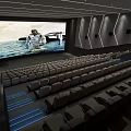 Modern Cinema Interior Design With Large Screen Comfortable Seats And Ambient Lighting