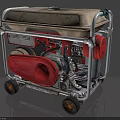 Industrial Portable Generator With Red Engine Silver Frame And Wheels For Heavy Duty Use