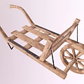 Vintage Wooden Handcart Design With Classic Frame And Two Spoked Wheels