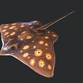 Spotted Stingray Marine Life With Brown Body And Yellow Circular Spots