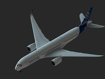 Modern Passenger Airplane with White Fuselage Blue Tail Wings and Engines 3d model