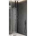 Modern Shower Sauna Interior With Glass Enclosure Rainfall Shower Head And Grey Textured Walls