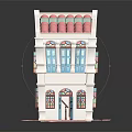 Two Story Miniature House Model With Pink Tiled Roof Stained Glass Windows White Exterior Porch