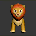 Cute Cartoon Lion Toy Figure With Red Mane Yellow Body And White Paws
