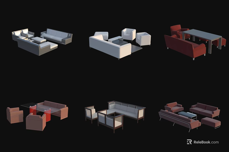 Modern Sofa and Coffee Table Sets With Various Designs And Styles For Living Room Decor 3d model 
