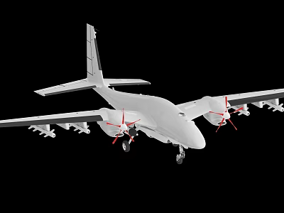 White Fighter Jet Model With Underwing Mounts And Landing Gear On Black Background 3d model