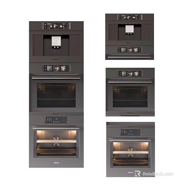 Modern Built in Kitchen Appliances With Stainless Steel Ovens And Sleek Design 3d model 