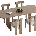 Middle style dining table and chair combination 3d model