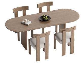 Middle style dining table and chair combination 3d model