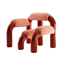 Modern Accent Chair With Pink Upholstered Seat And Curved Wooden Armrests