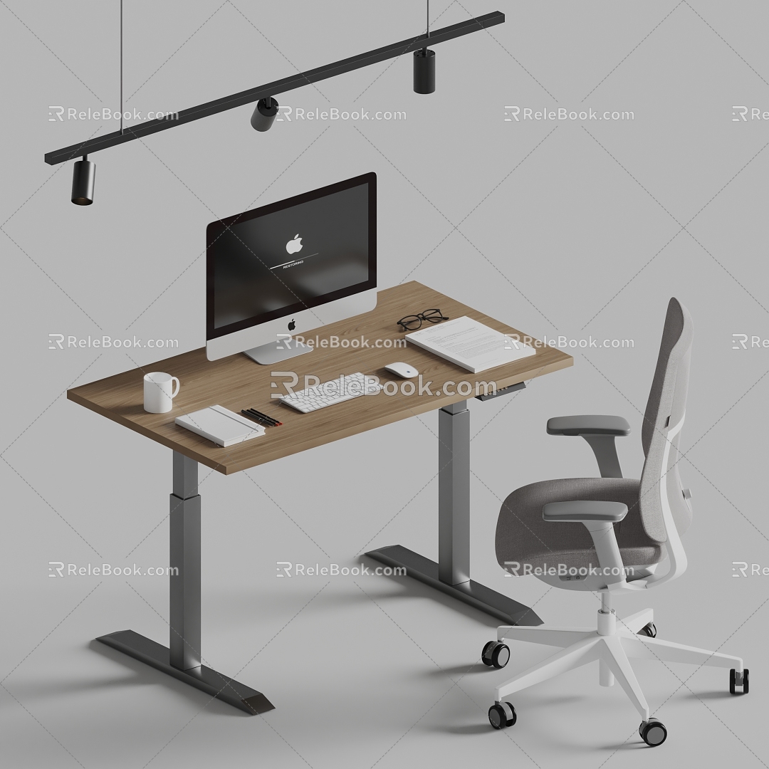 corbridge modern office desk and chair computer desk and chair 3d model