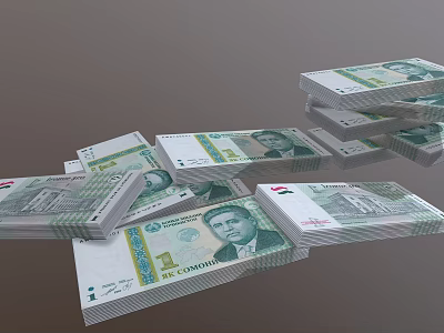 Neatly Stacked Various Denomination Banknotes with Clear Design and Crisp Texture 3d model