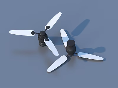 Small Household Fans With Black Base And White Rotating Blades For Desktop Use 3d model