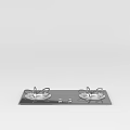 Modern Kitchen Interior Design With Black Gas Stove Panel Silver Burners And Knobs