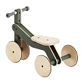 Wooden Children's Bed Modern Stylish Design With Green Frame Natural Wood Wheels And Sturdy Steps