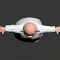 3D Cartoon Character With White Lab Coat Blue Tie Mustache And Outstretched Arms