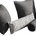 Multiple Decorative Throw Pillows Featuring Geometric Abstract Patterns And Neutral Color Tones