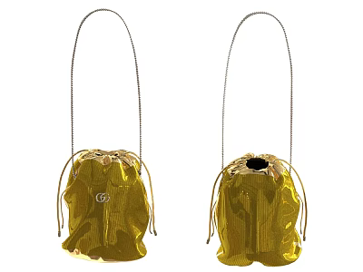 Elegant Dressing Table With Golden Drawstring Bags And Chain Straps 3d model