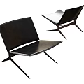 Modern Black Leisure Chair With Flat Back And Geometric Metal Legs Design