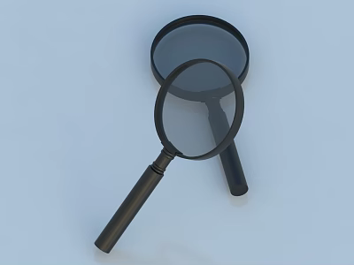 Two Magnifying Glasses With Black Handles For Daily Household Use In Light Blue Background 3d model