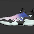 Casual Sports Shoes with Pink to Blue Gradient Upper White Sole and Black Patterned Details
