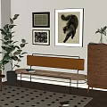 medieval leisure backrest bench 3d model