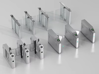 Public Facilities Various Modern Turnstiles With Metal Design For Entrance Control 3d model