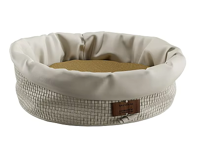 Chic Woven Pet Bed With Soft Cushion And Leather Label 3d model
