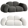 Modern Double Sofa With Round Armrests Soft Fabric And Neutral Colors 3d model
