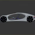 Futuristic Concept Car With Silver Sleek Body Transparent Canopy And Unique Blue Accented Wheels